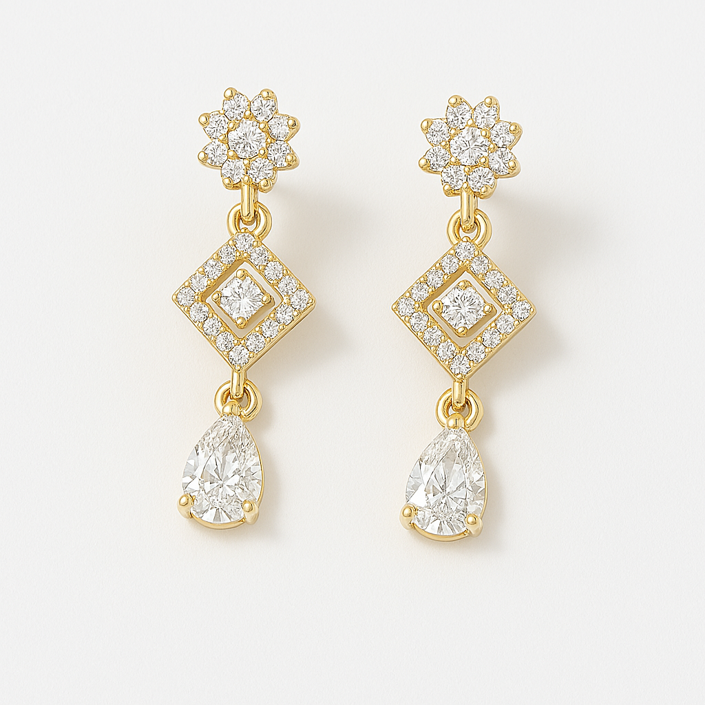 Elegant Gold-Plated Necklace Set with Cubic Zirconia Stones – Noor-e-zewar